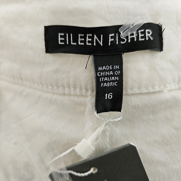 Eileen Fisher Shorts Size 16 White Walking NWT Linen Viscose Stretch Pockets - Picture 2 of 16